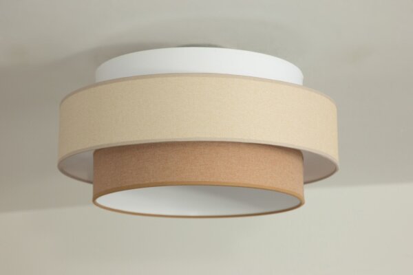 Deckenlampe Stoff Weiß Sandfarben E27 Ø40 cm wohnlich