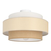 Deckenlampe Stoff Wei&szlig; Sandfarben E27 &Oslash;40 cm wohnlich