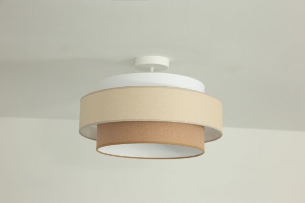 Deckenlampe Stoff Weiß Sandfarben E27 Ø40 cm blendarm