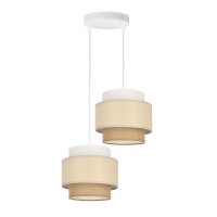 Pendelleuchte Stoff Weiß Sandfarben E27 Ø30 cm