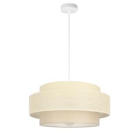 Pendelleuchte Stoff Wei&szlig; Ecru E27 &Oslash;40 cm gem&uuml;tlich