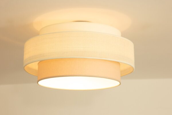 Deckenlampe Stoff Weiß Ecru E27 Ø40 cm gemütlich