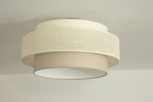 Deckenlampe Stoff Weiß Ecru E27 Ø40 cm gemütlich