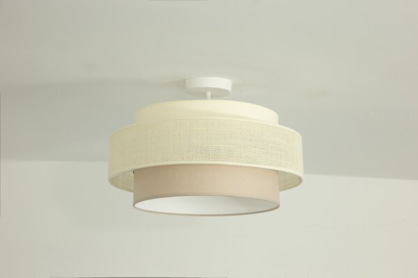 Deckenlampe Stoff Weiß Ecru E27 Ø40 cm dekorativ