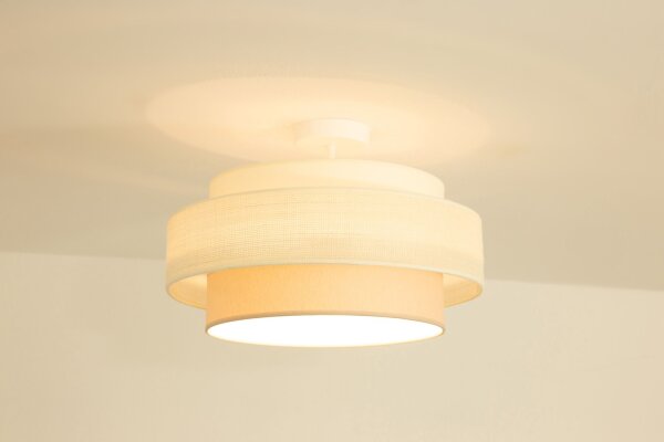 Deckenlampe Stoff Weiß Ecru E27 Ø40 cm dekorativ