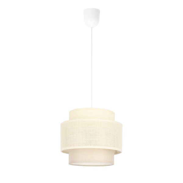 Pendelleuchte Stoff Weiß Ecru E27 Ø20 cm gemütlich