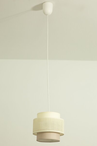 Pendelleuchte Stoff Weiß Ecru E27 Ø20 cm gemütlich
