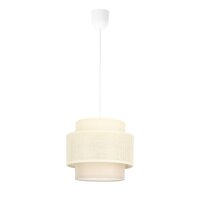Pendelleuchte Stoff Wei&szlig; Ecru E27 &Oslash;20 cm gem&uuml;tlich