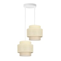 Pendelleuchte Stoff Wei&szlig; Ecru E27 &Oslash;30 cm dekorativ