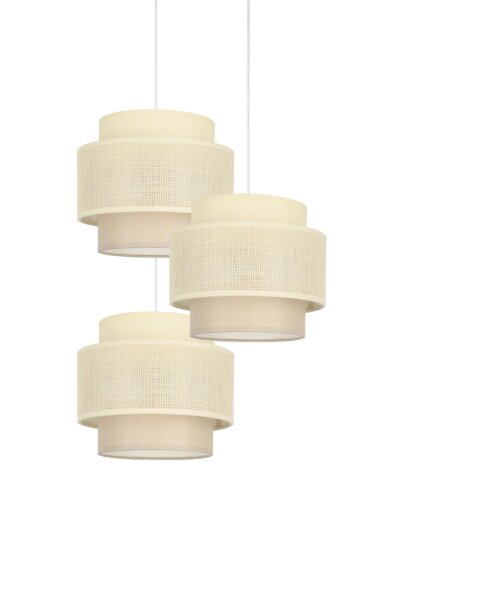 Pendelleuchte Stoff Weiß Ecru E27 Ø45 cm gemütlich