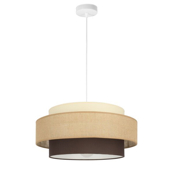 Pendelleuchte Stoffschirm Weiß Ecru E27 Ø40 cm