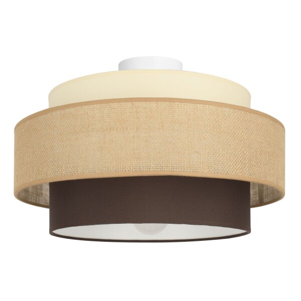 Deckenlampe Stoffschirm Weiß Ecru E27 Ø40 cm wohnlich