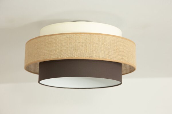Deckenlampe Stoffschirm Weiß Ecru E27 Ø40 cm wohnlich