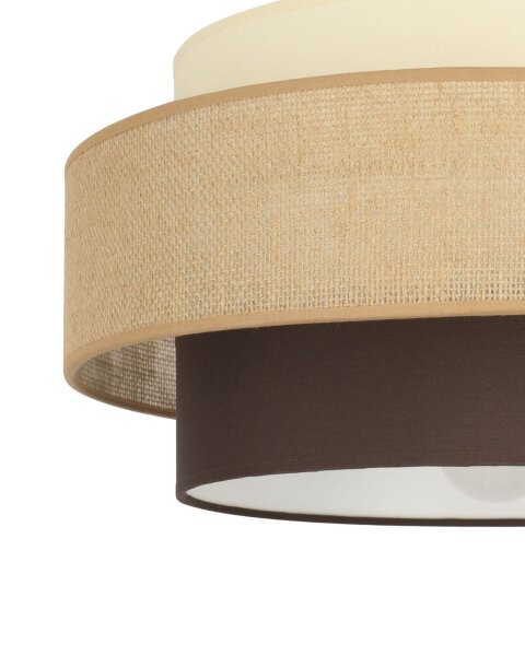 Deckenlampe Stoffschirm Weiß Ecru E27 Ø40 cm wohnlich