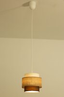 Pendelleuchte Stoffschirm Weiß Ecru E27 Ø20 cm