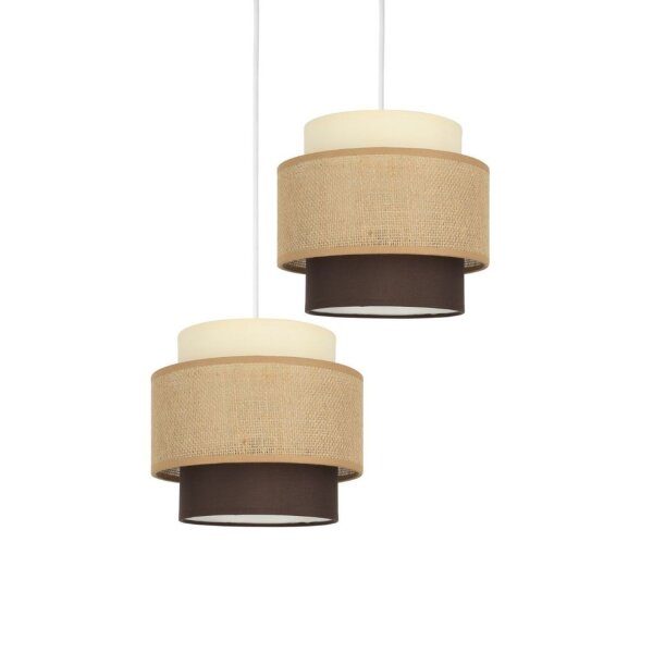 Pendelleuchte Stoff Weiß Ecru Beige E27 Ø30 cm