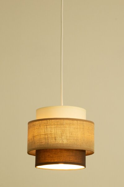 Pendelleuchte Stoff Weiß Ecru Beige E27 Ø30 cm