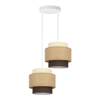 Pendelleuchte Stoff Wei&szlig; Ecru Beige E27 &Oslash;30 cm