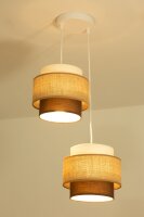 Pendelleuchte Stoff Weiß Ecru Beige E27 Ø30 cm