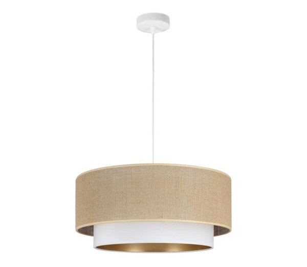 Pendelleuchte Stoff Jute Weiß Beige E27 Ø45 cm