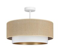Deckenlampe Stoff Jute Wei&szlig; Beige E27 &Oslash;45 cm blendarm