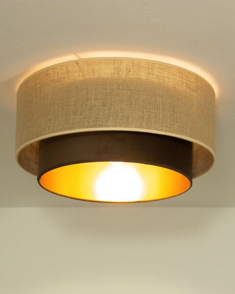 Deckenlampe Stoff Jute Schwarz E27 Ø45 cm wohnlich