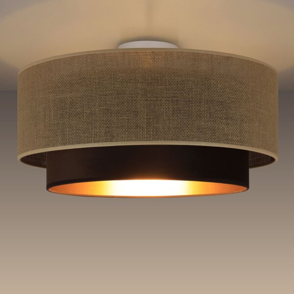 Deckenlampe Stoff Jute Schwarz E27 Ø45 cm wohnlich