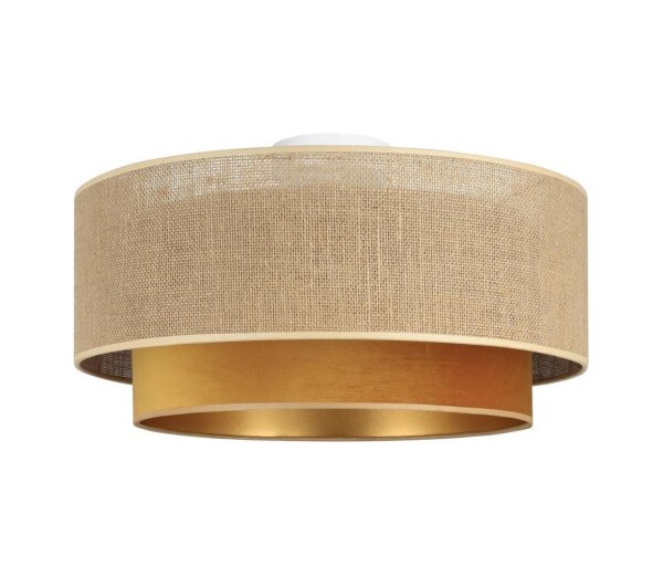Deckenlampe Stoff Jute Beige Weiß E27 Ø45 cm blendarm