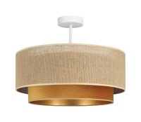 Deckenlampe Stoff Jute Wei&szlig; Beige E27 &Oslash;45 cm gem&uuml;tlich