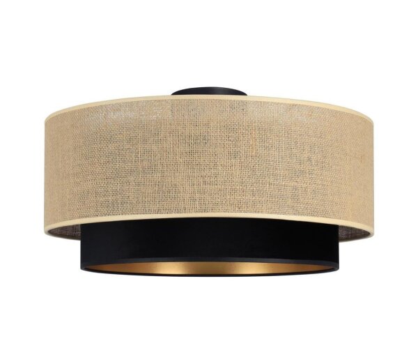 Deckenlampe Stoff Jute Schwarz E27 Ø45 cm blendarm