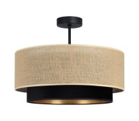 Deckenlampe Stoff Jute Schwarz E27 &Oslash;45 cm gem&uuml;tlich