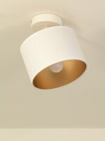 Deckenspot flexibel Stoff Weiß Gold E27 L:18 cm
