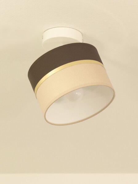 Deckenspot flexibel Stoff Braun Ecru E27 L:18 cm