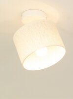 Deckenspot schwenkbar Stoff Weiß Creme E27 L:18 cm
