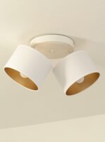Deckenspot schwenkbar Stoff Weiß Gold E27 L:45 cm