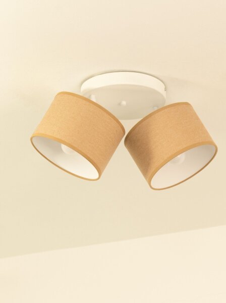 Deckenspot schwenkbar Stoff Weiß Dunkelsand E27 L:45 cm