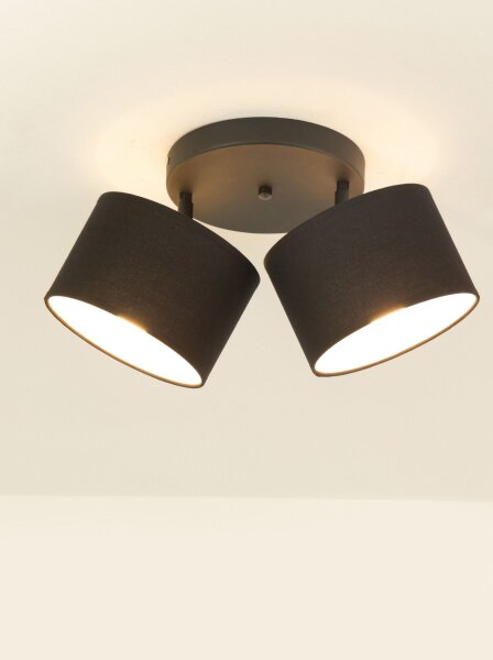 Deckenspot verstellbar Stoff Schwarz Weiß E27 L:45 cm
