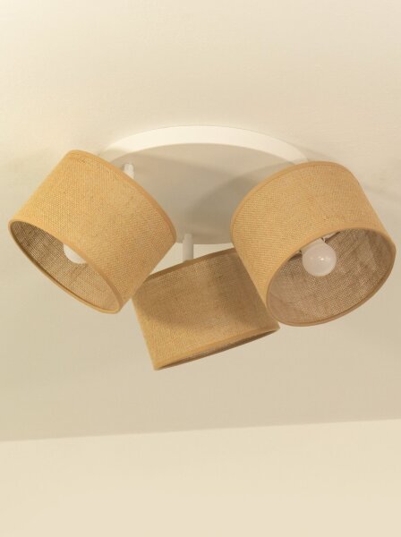 Deckenstrahler schwenkbar Stoff Beige E27 L:45 cm