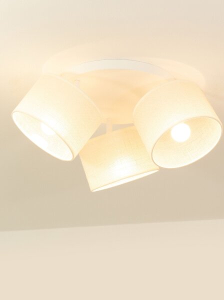 Deckenspot flexibel Stoff Creme Weiß E27 L:45 cm
