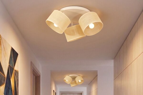 Deckenspot flexibel Stoff Creme Weiß E27 L:45 cm