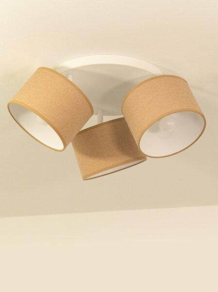 Deckenspot schwenkbar Stoff Dunkelsand Weiß E27 L:45 cm