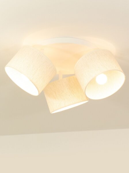 Deckenstrahler verstellbar Stoff Weiß E27 L:45 cm