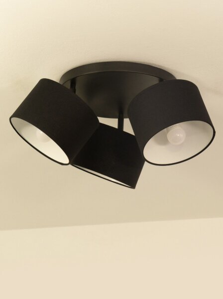 Deckenspot schwenkbar Stoff Schwarz Weiß E27 L:45 cm