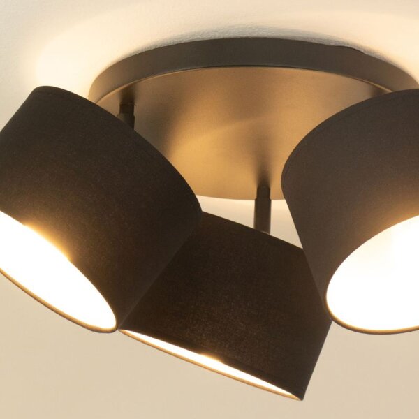 Deckenspot schwenkbar Stoff Schwarz Weiß E27 L:45 cm