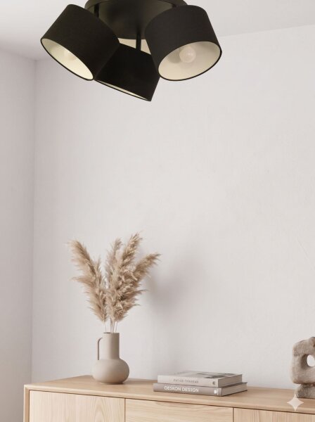 Deckenspot schwenkbar Stoff Schwarz Weiß E27 L:45 cm
