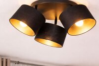 Deckenspot flexibel Stoff Schwarz Gold E27 L:45 cm