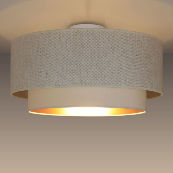 Deckenlampe blendarm Samt Weiß Gold E27 Ø45 cm