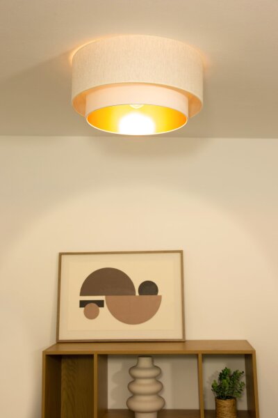 Deckenlampe blendarm Samt Weiß Gold E27 Ø45 cm