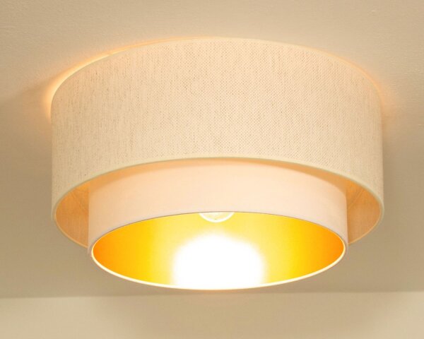 Deckenlampe blendarm Samt Weiß Gold E27 Ø45 cm