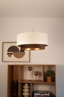 Pendelleuchte Stoff Weiß Braun Gold E27 Ø45 cm